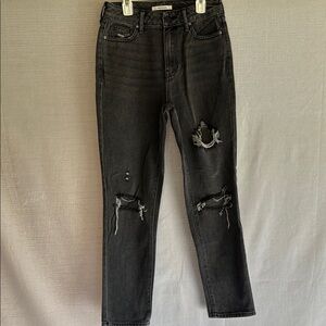 Pacsun mom jeans Junior Women's size 01/25 distressed holes grey